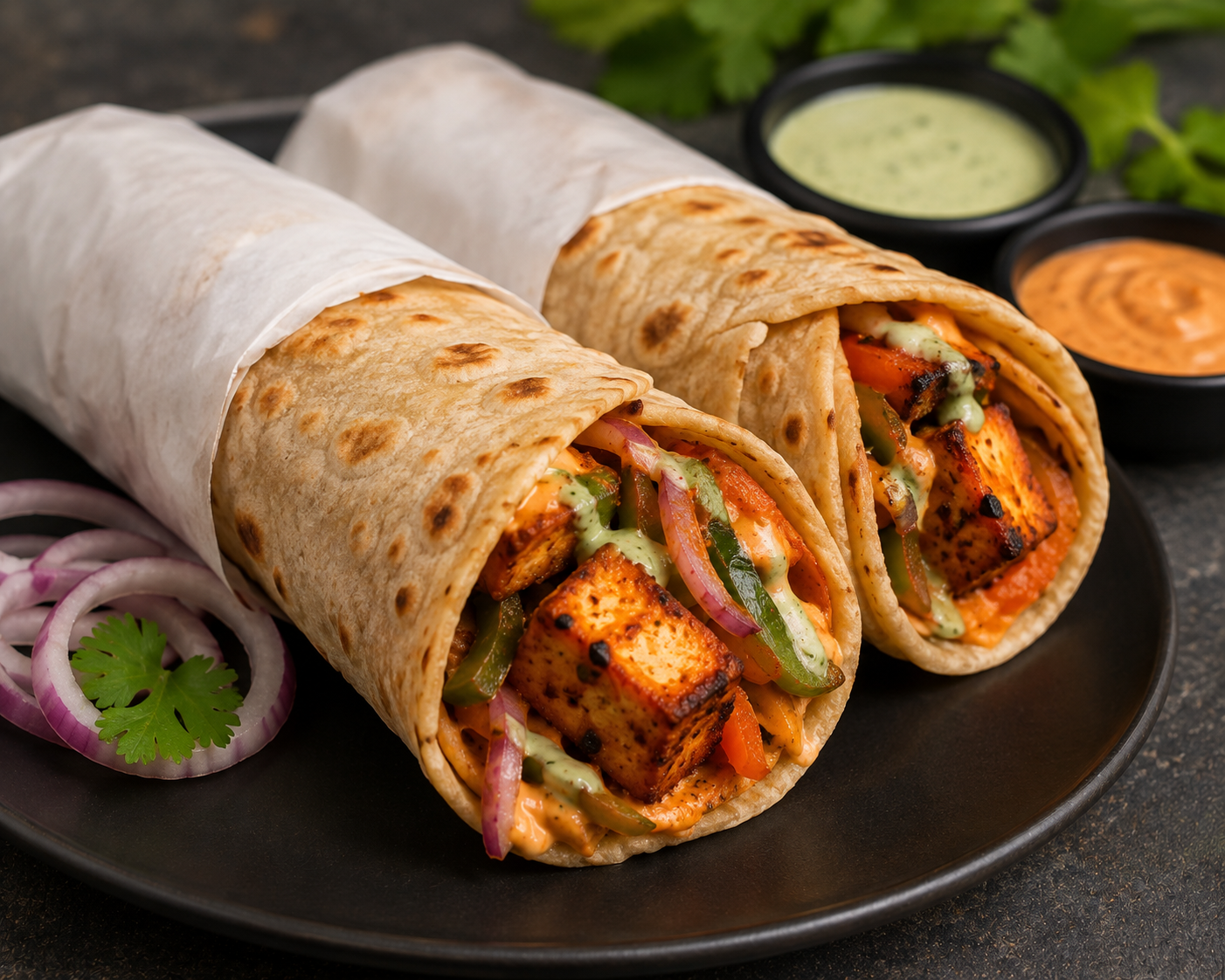 Tandoori paneer tikka roll