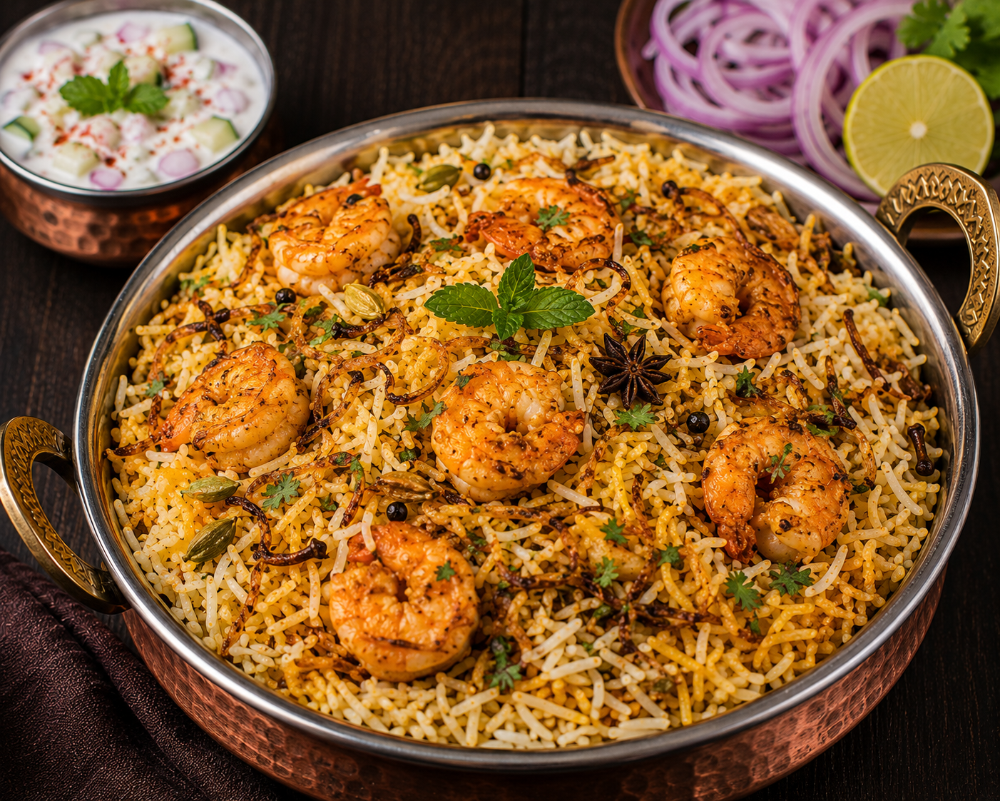 Prawns dum biryani
