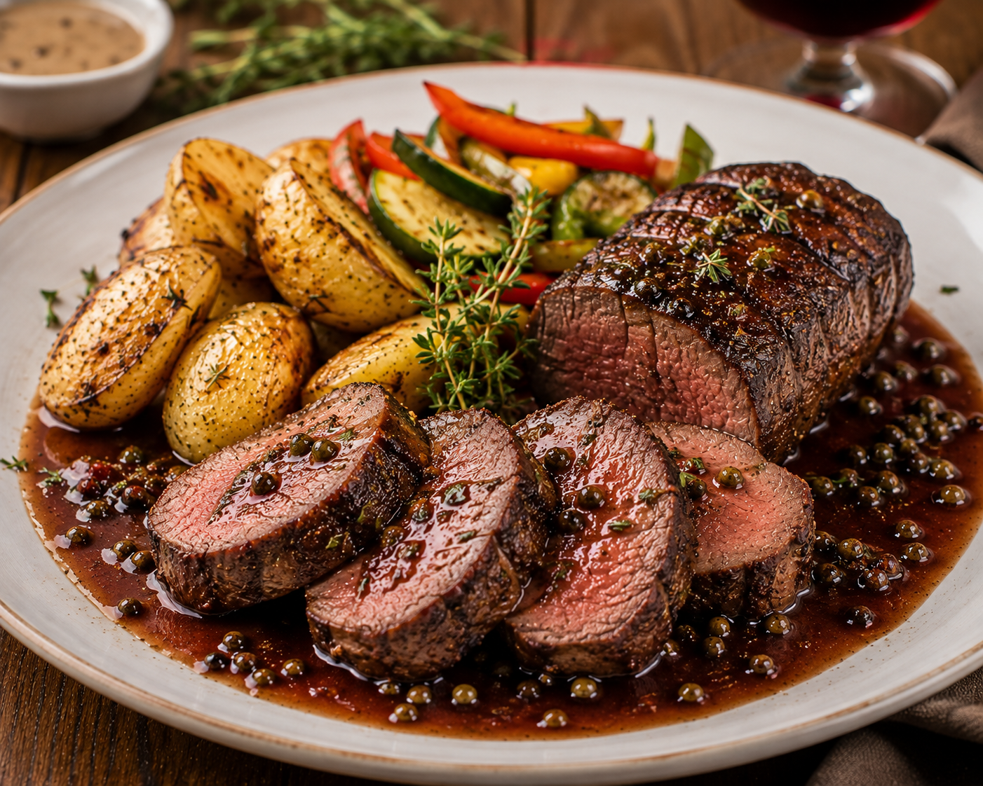 Roasted venison filet