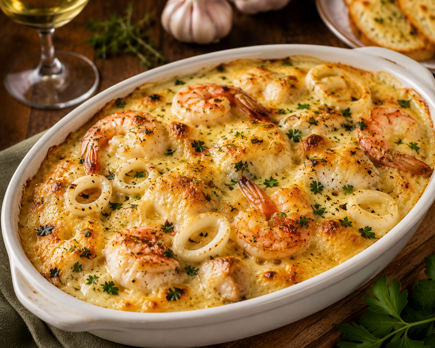 Seafood gratin