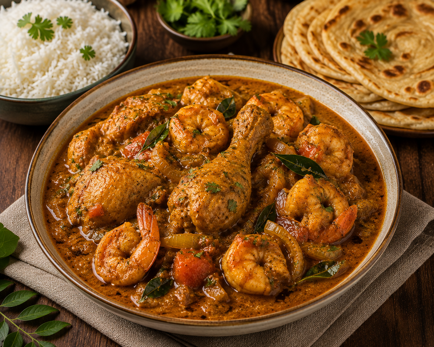 Farm chicken & prawns curry