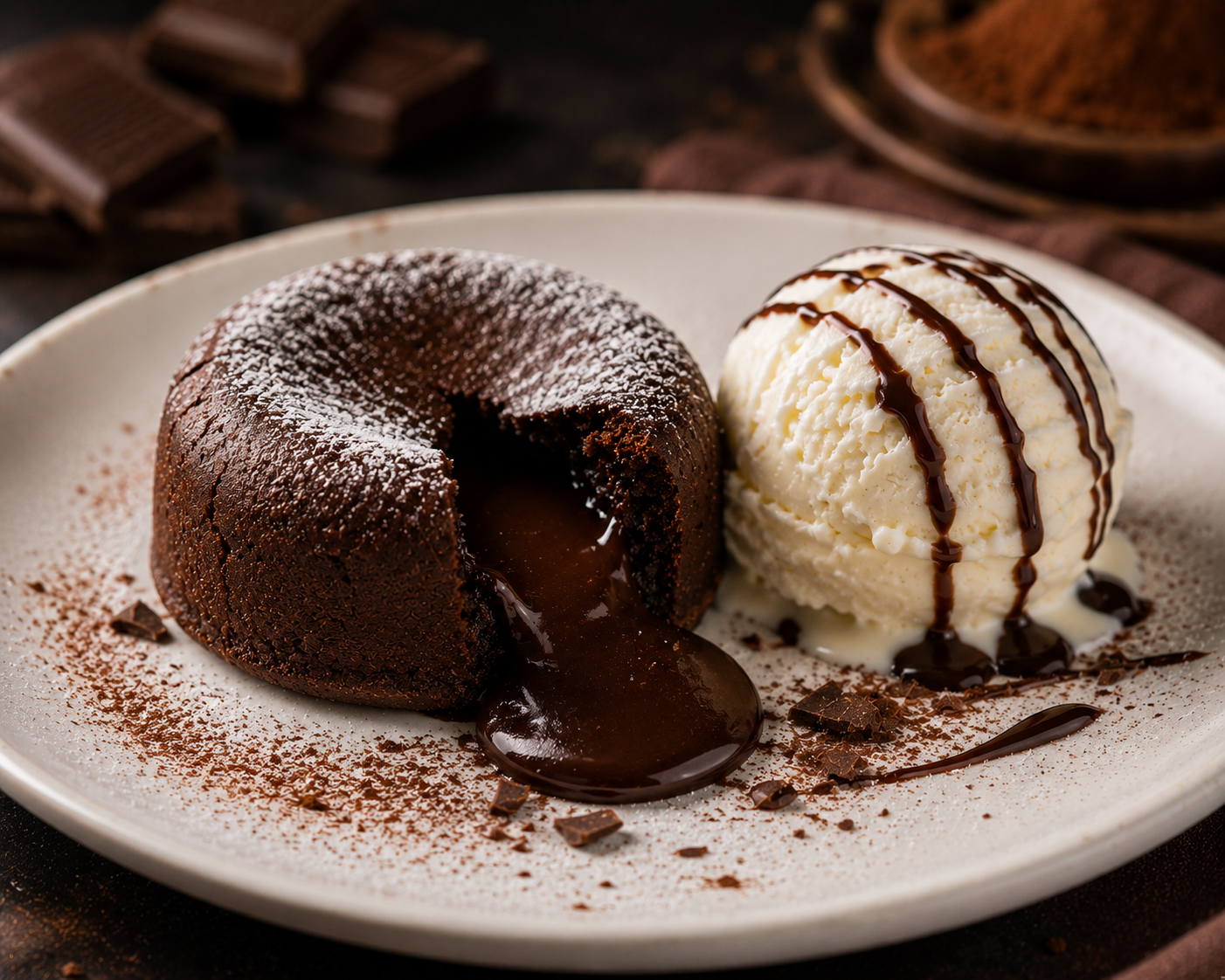 Lava cake with vanilla ice cream