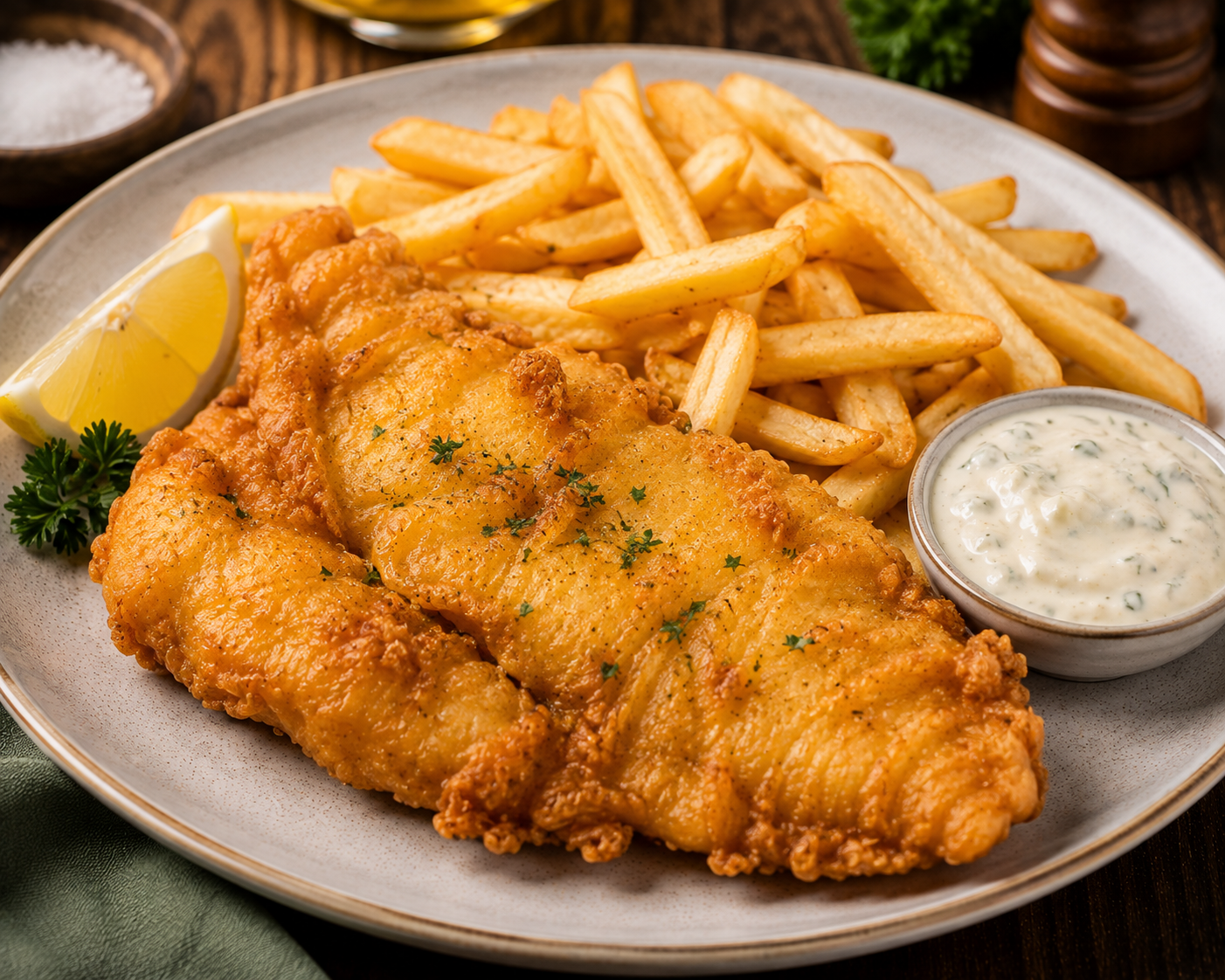 Fried fish fillet in batter