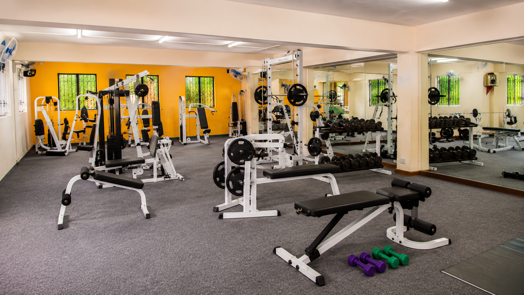 Fitness centre interior with cardio equipment